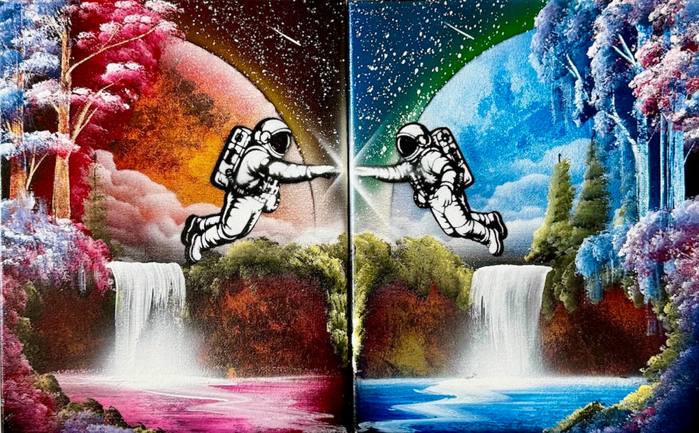 Gravity Between Worlds original spray painting by Matthew Mandala
